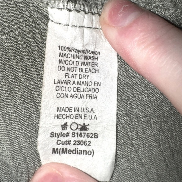 Final touch High waisted Boho Sage smocked waist Gauze Midi Skirt w Pockets M - Picture 15 of 15